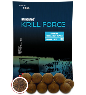 Boilies Haldorádó KRILL FORCE Boilie Long Life - Krill Hot Spicy 30mm 700g